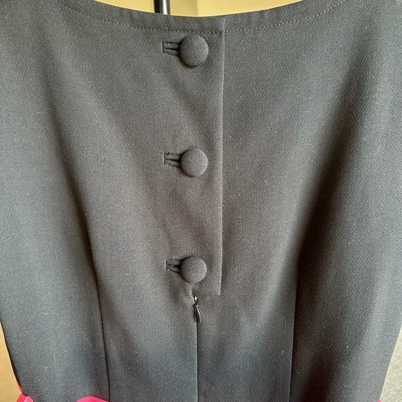 Milly Vibrant Pink and Black Dress w/ Tonal Belt Size 8 - Picture 4 of 5